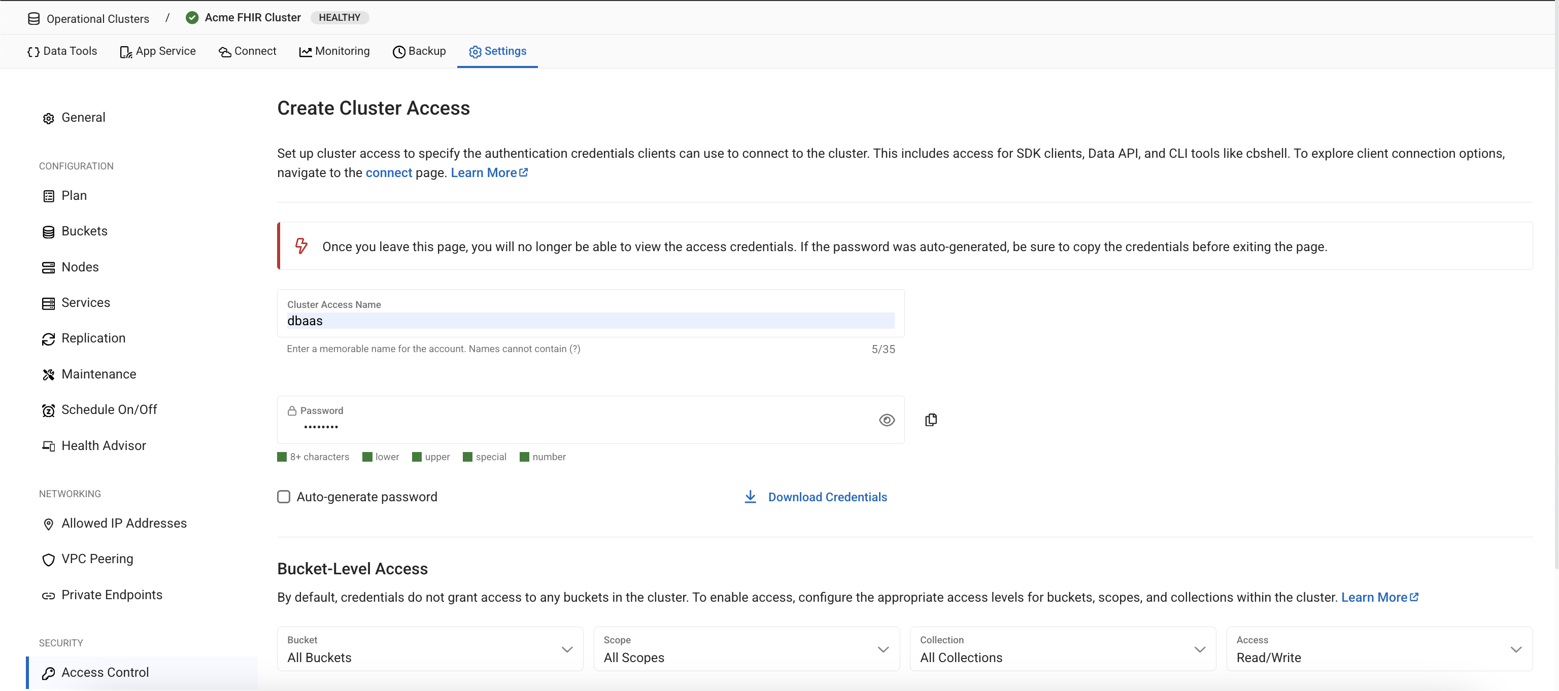 Configure Database Access Credentials