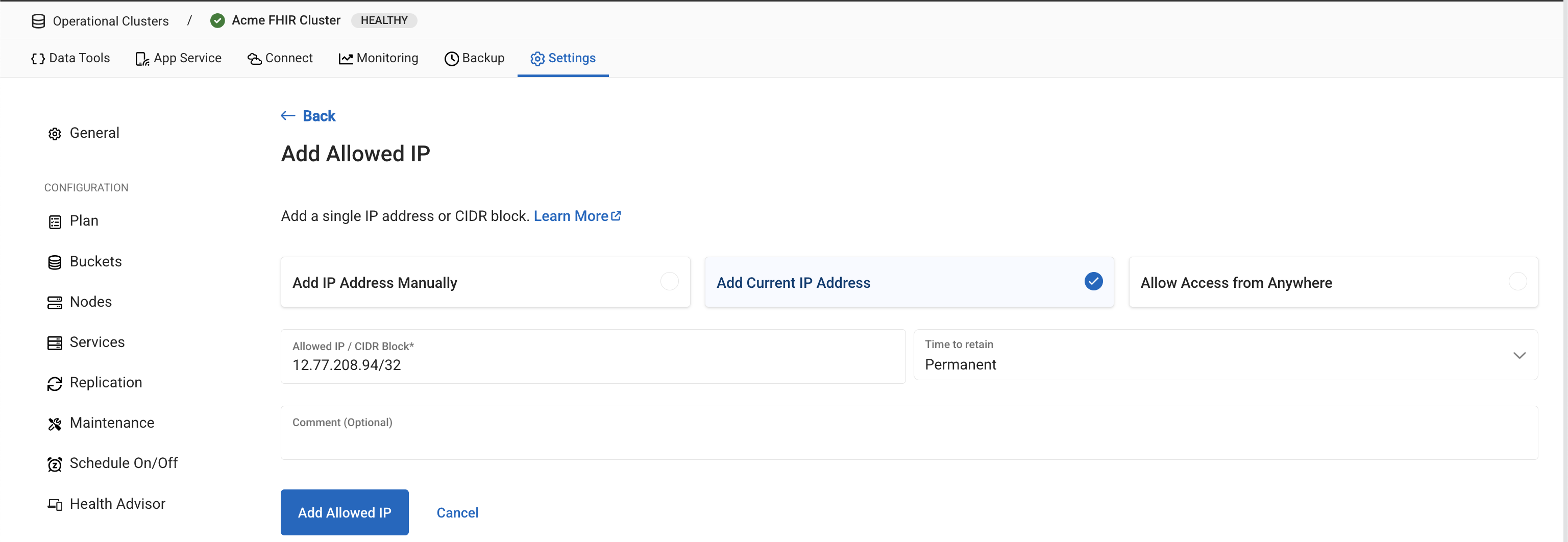 Configure Allowed IP Addresses