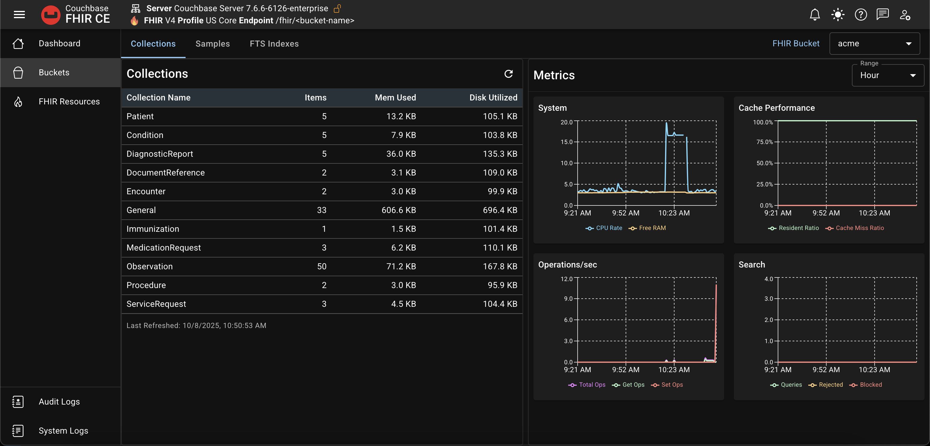 Collections populated after loading sample data