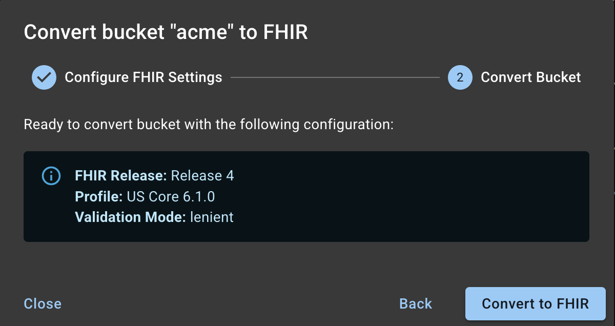 Review configuration before conversion