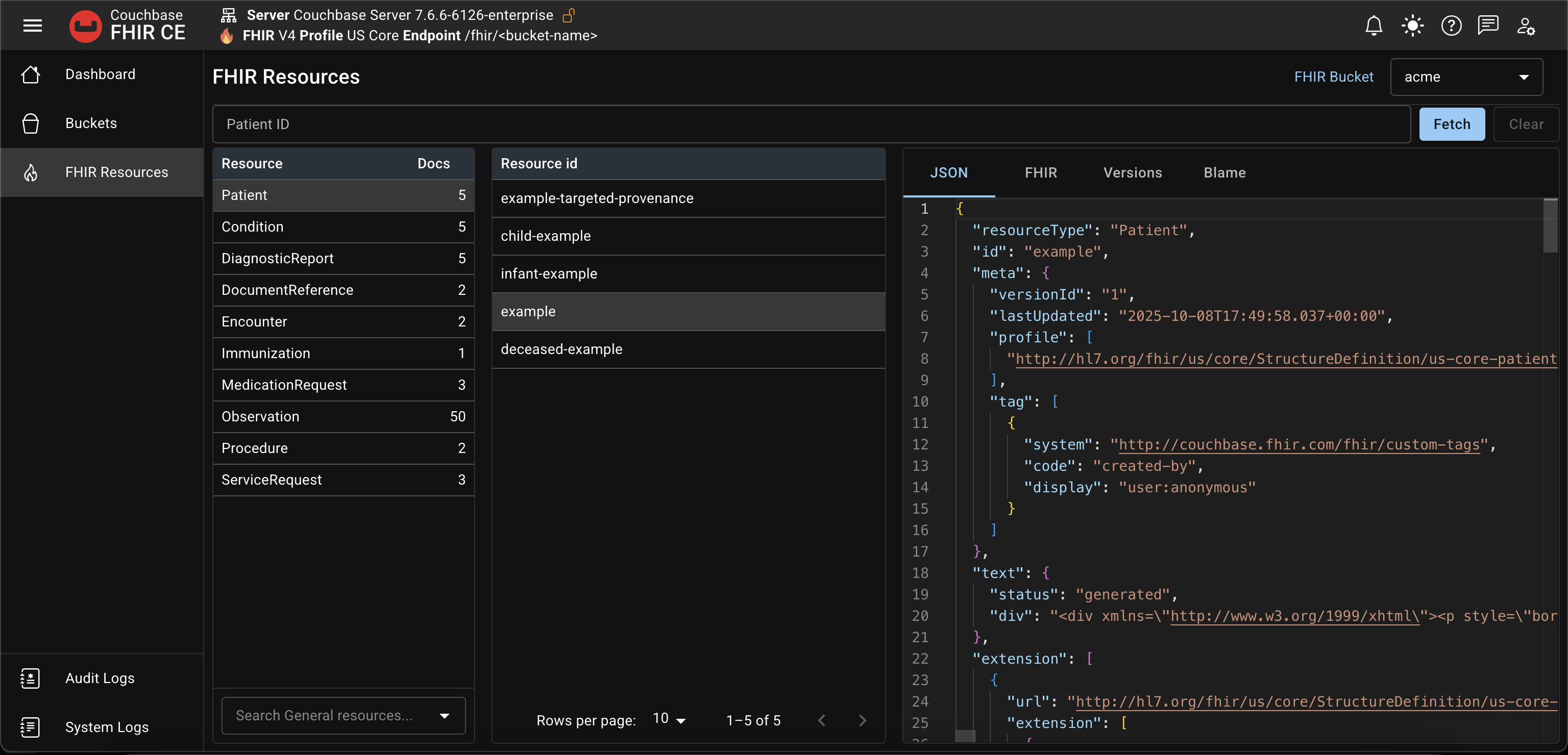 Resources view overview