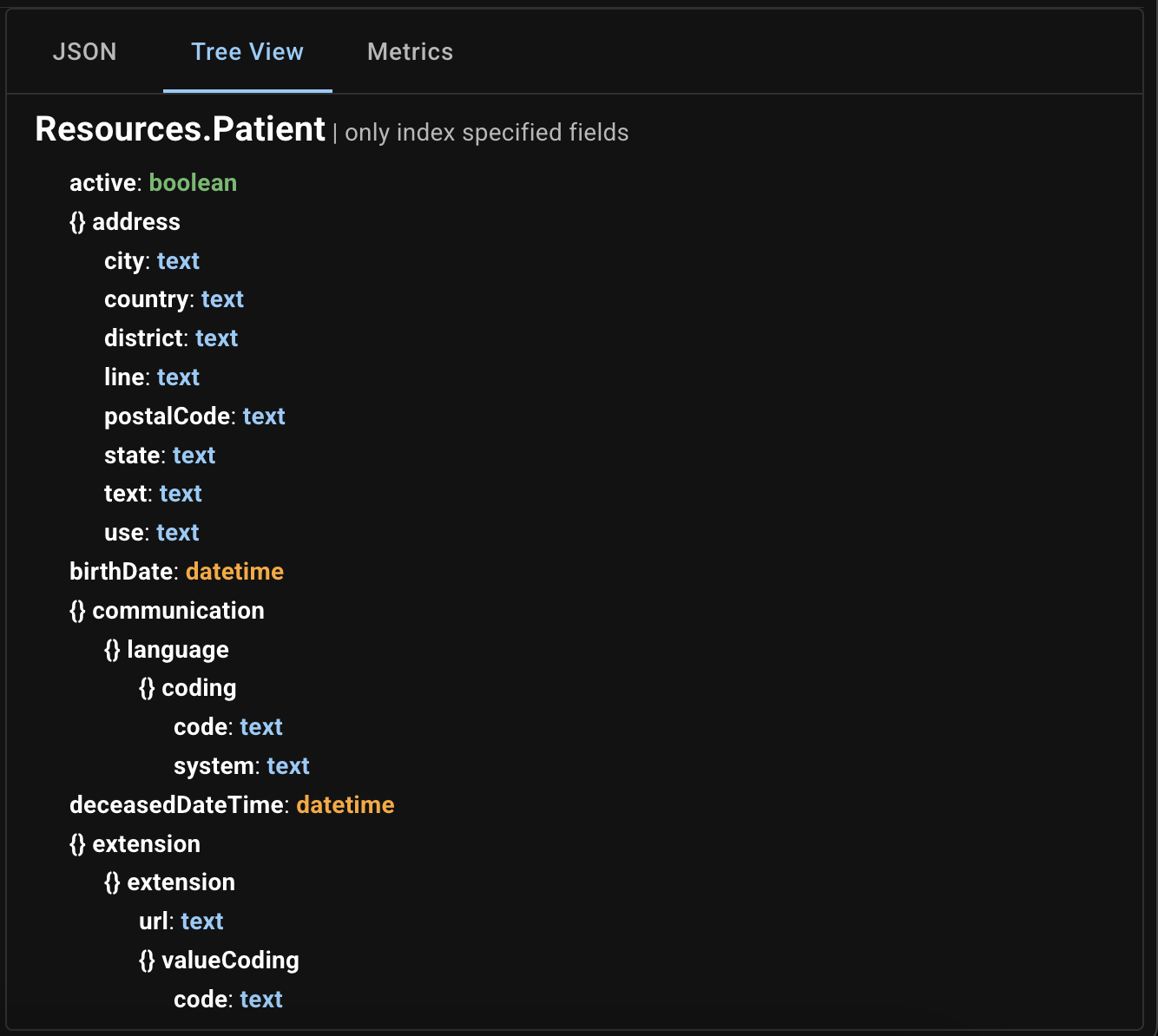 FTS index definition in Tree View